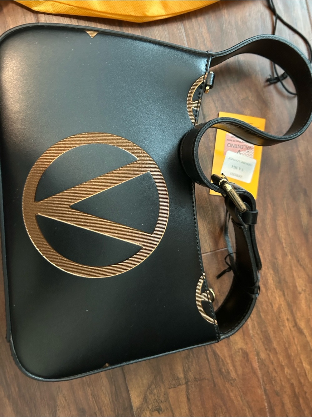 Valentino Black Leather Shoulder Bag with Gold Accent - Picture 3 of 9